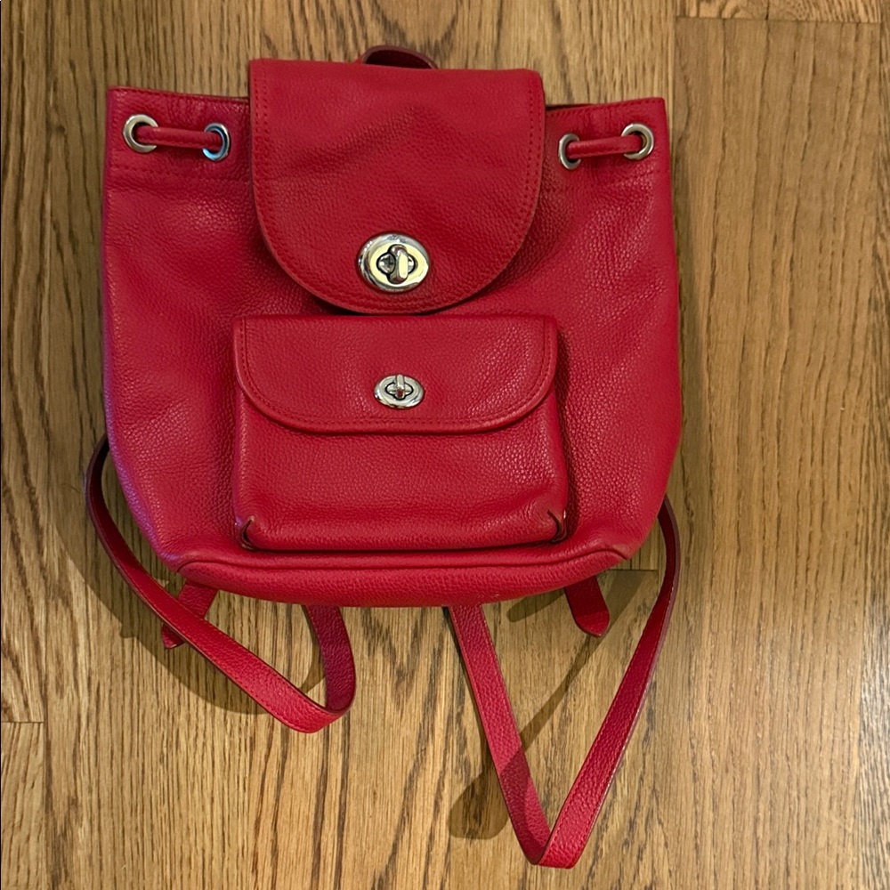 Coach Vibrant Red Leather Backpack